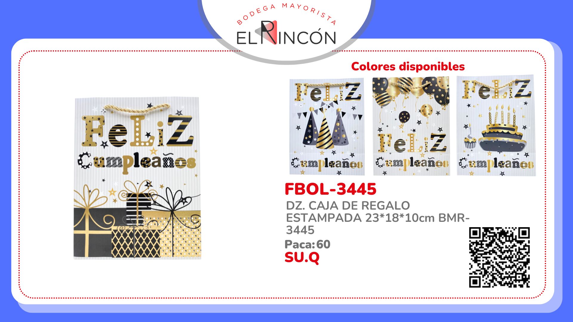 DZ. CAJA DE REGALO ESTAMPADA 23*18*10cm BMR-3445