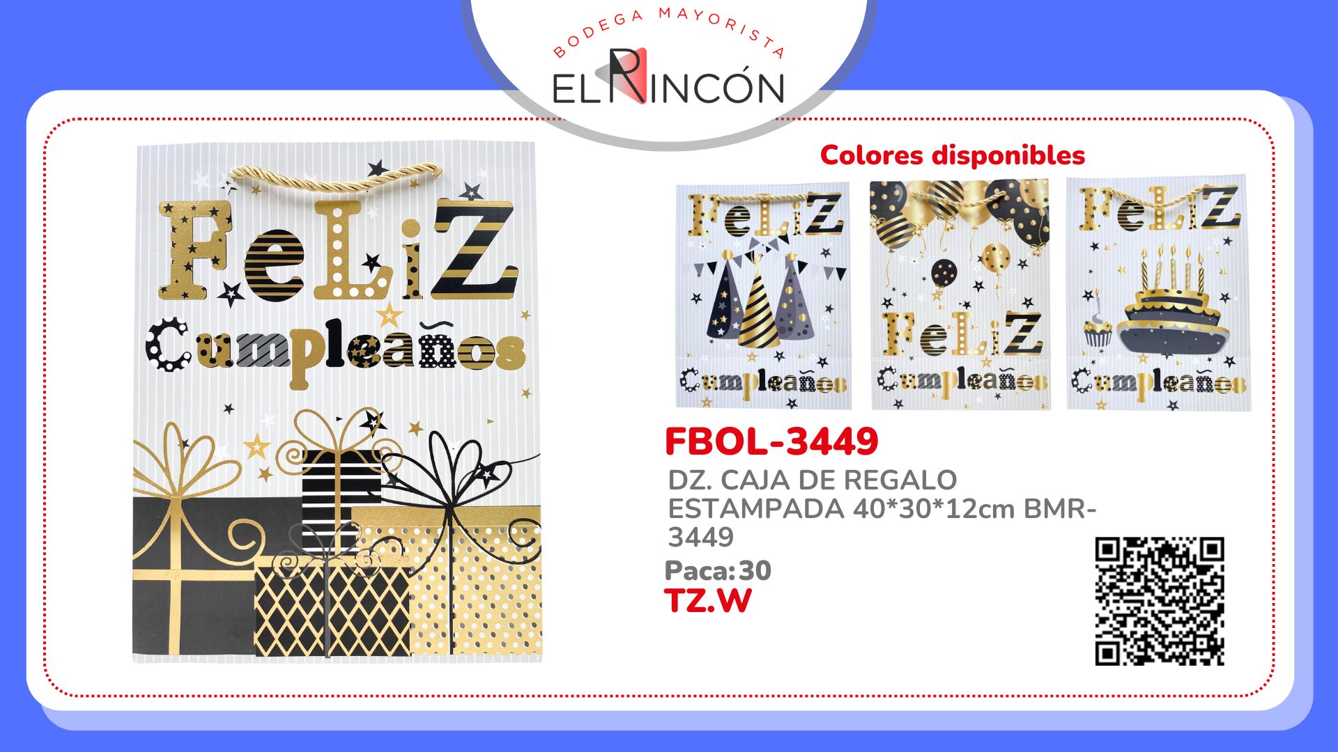 DZ. CAJA DE REGALO ESTAMPADA 40*30*12cm BMR-3449