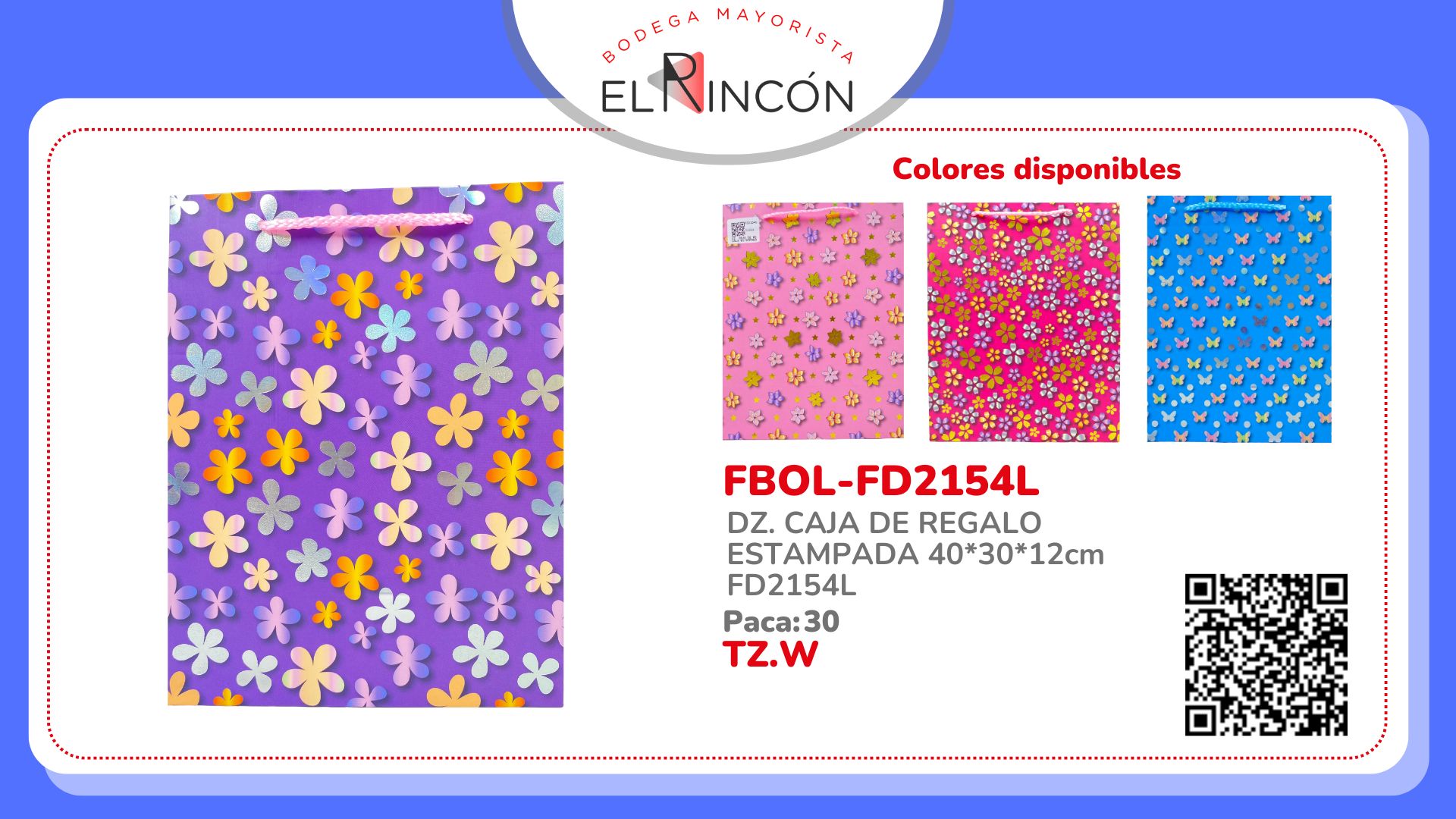 DZ. CAJA DE REGALO ESTAMPADA 40*30*12cm FD2154L