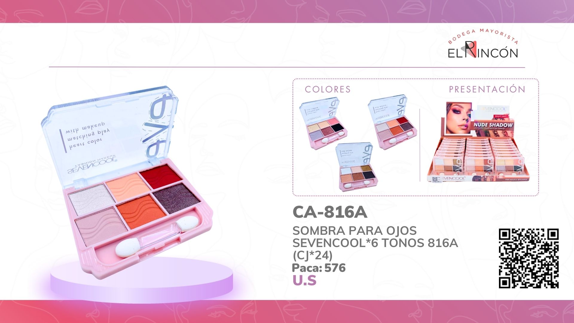 SOMBRA PARA OJOS SEVENCOOL*6 TONOS 816A (CJ*24)