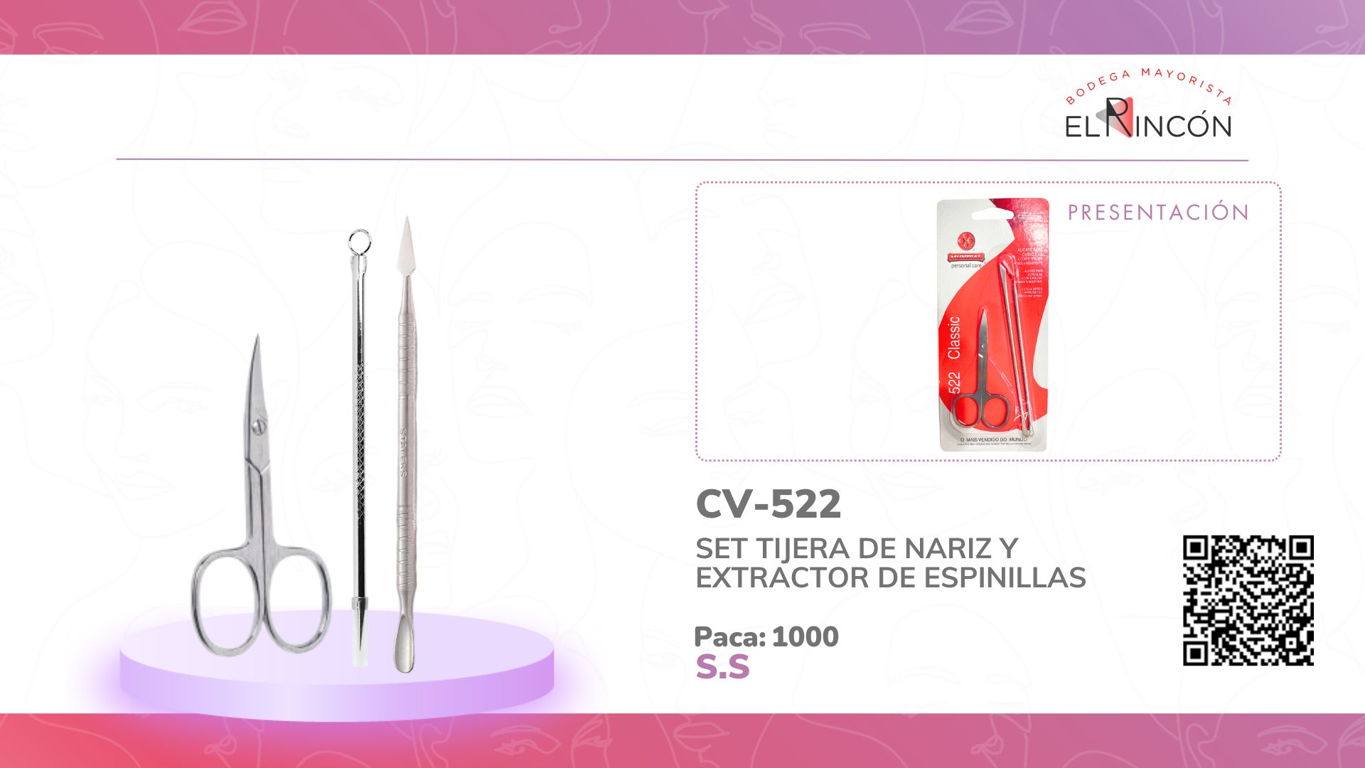 SET TIJERA DE NARIZ Y EXTRACTOR DE ESPINILLAS 522