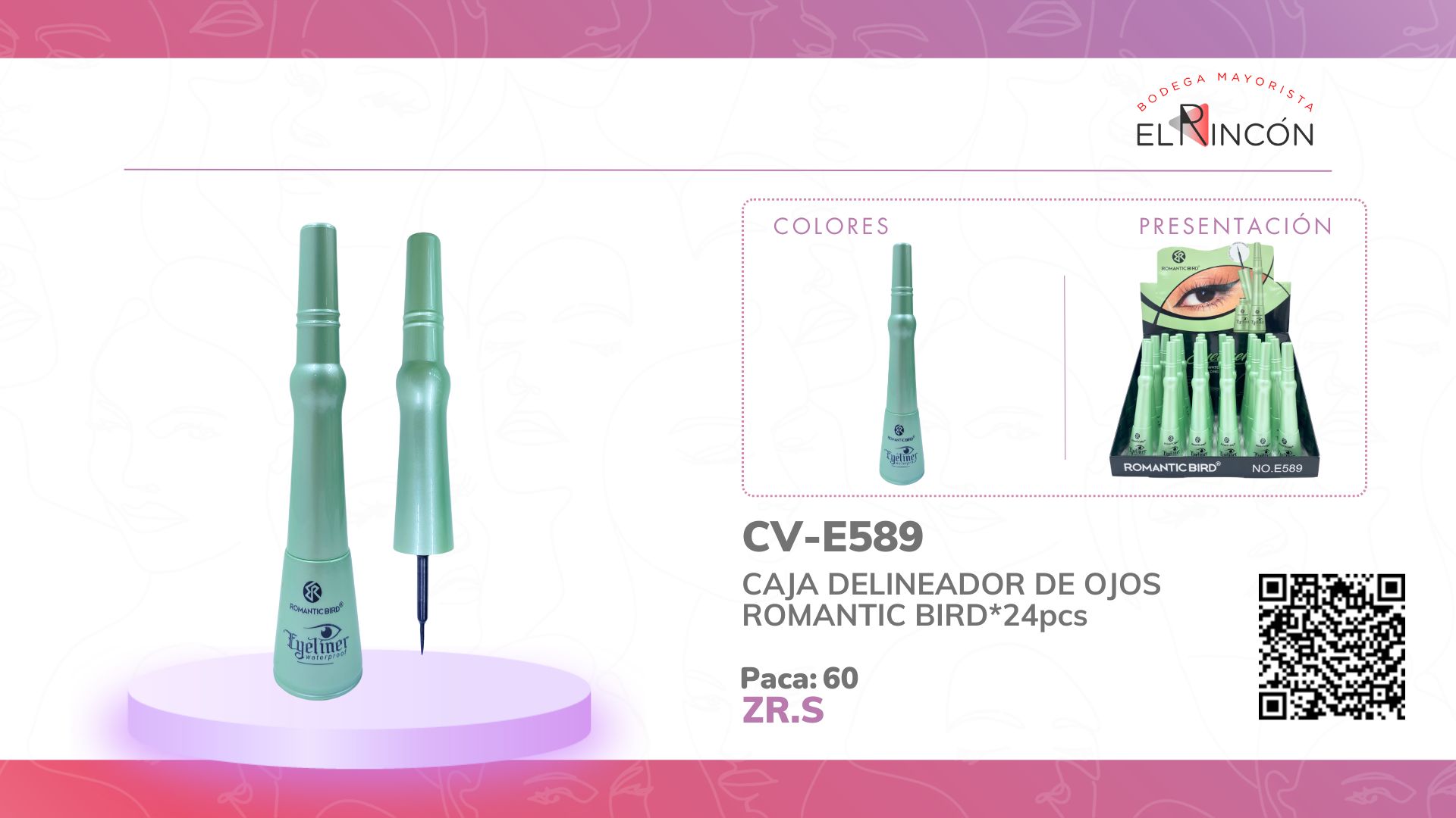CAJA DELINEADOR DE OJOS ROMANTIC BIRD*24pcs E589