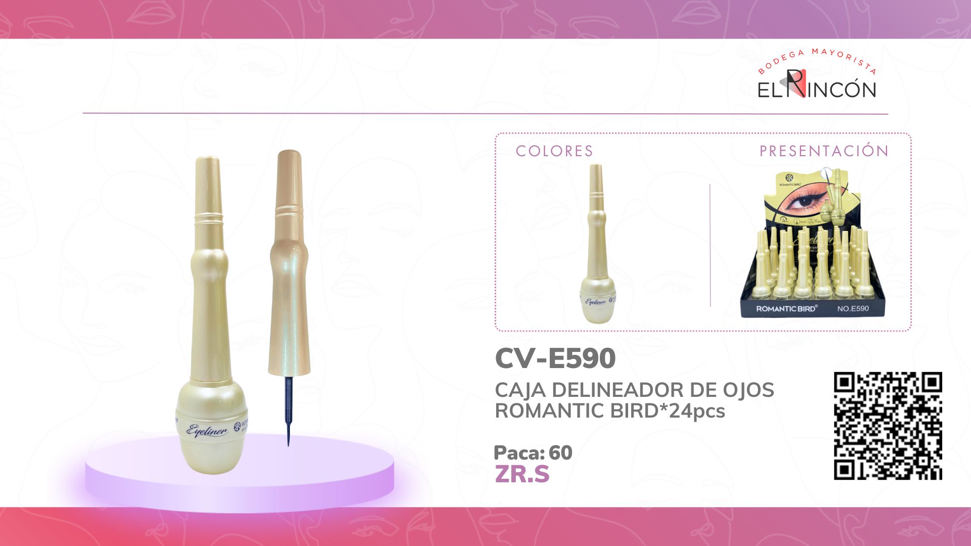 CAJA DELINEADOR DE OJOS ROMANTIC BIRD*24pcs E590