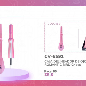 CAJA DELINEADOR DE OJOS ROMANTIC BIRD*24pcs E591