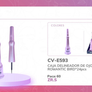 CAJA DELINEADOR DE OJOS ROMANTIC BIRD*24pcs E593
