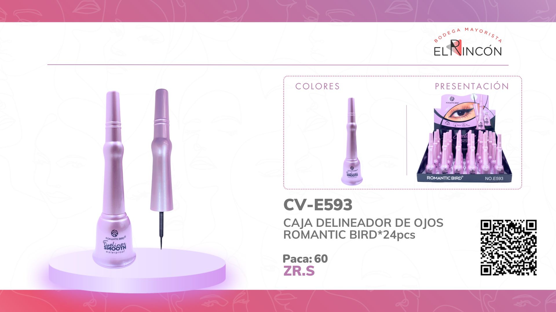 CAJA DELINEADOR DE OJOS ROMANTIC BIRD*24pcs E593