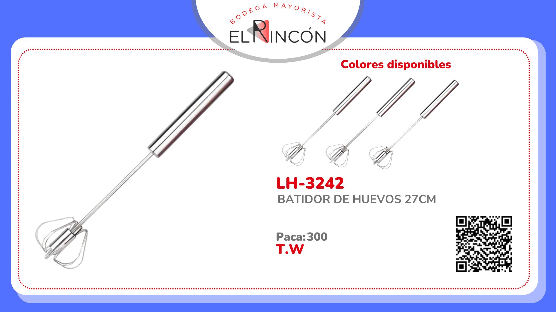 BATIDOR DE HUEVOS 27CM BMR-3242