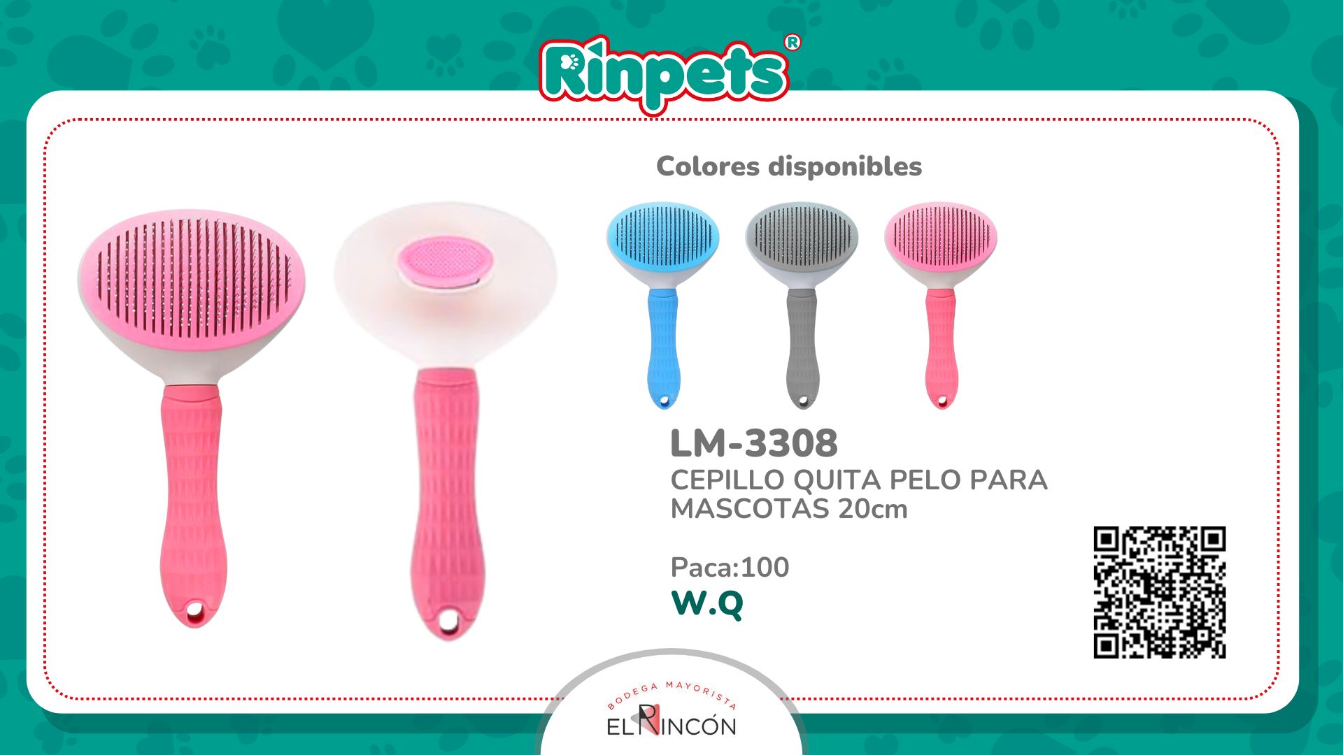 CEPILLO QUITA PELO PARA MASCOTAS 20cm BMR-3308