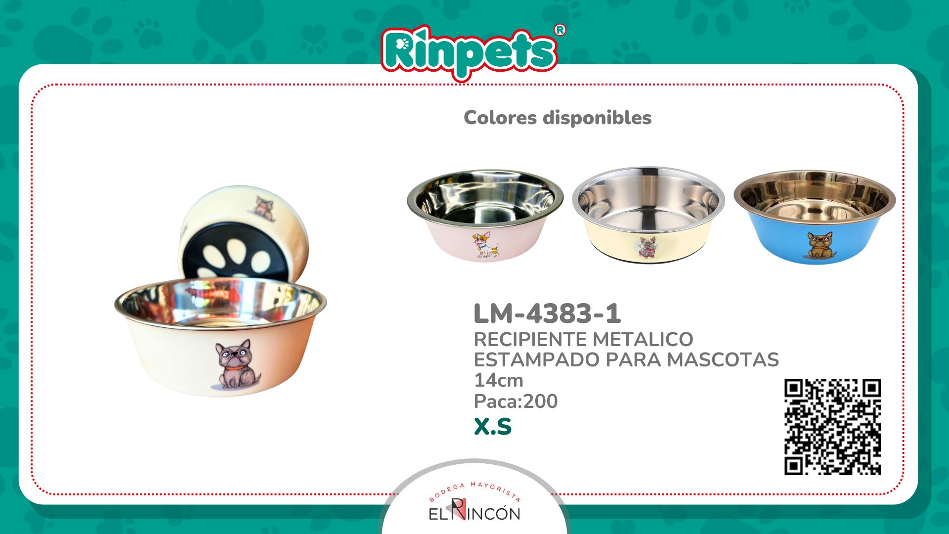 RECIPIENTE METALICO ESTAMPADO PARA MASCOTAS 14cm BMR-4383-1