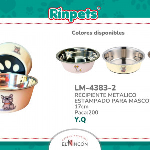 RECIPIENTE METALICO ESTAMPADO PARA MASCOTAS 17cm BMR-4383-2