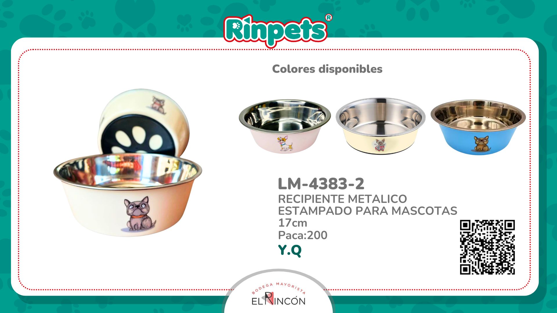 RECIPIENTE METALICO ESTAMPADO PARA MASCOTAS 17cm BMR-4383-2