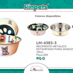 RECIPIENTE METALICO ESTAMPADO PARA MASCOTAS 19cm BMR-4383-3