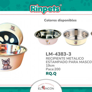 RECIPIENTE METALICO ESTAMPADO PARA MASCOTAS 19cm BMR-4383-3