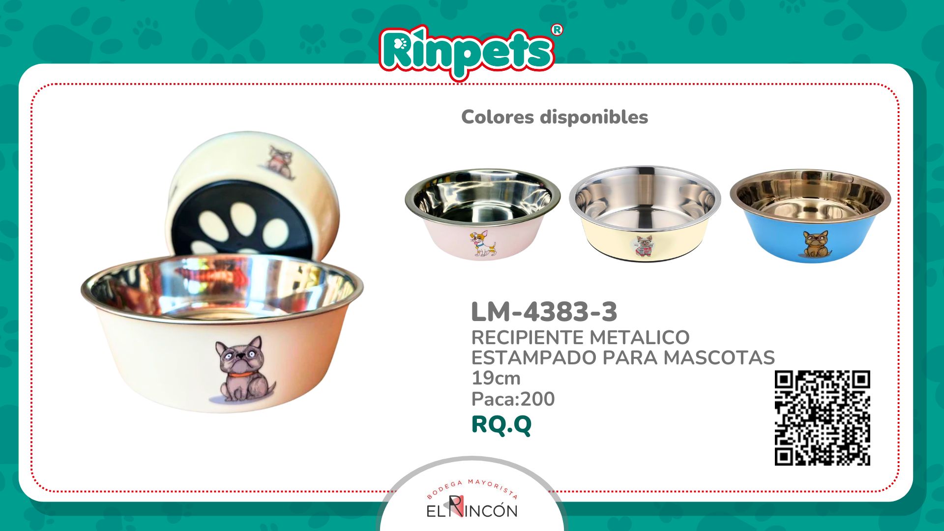 RECIPIENTE METALICO ESTAMPADO PARA MASCOTAS 19cm BMR-4383-3