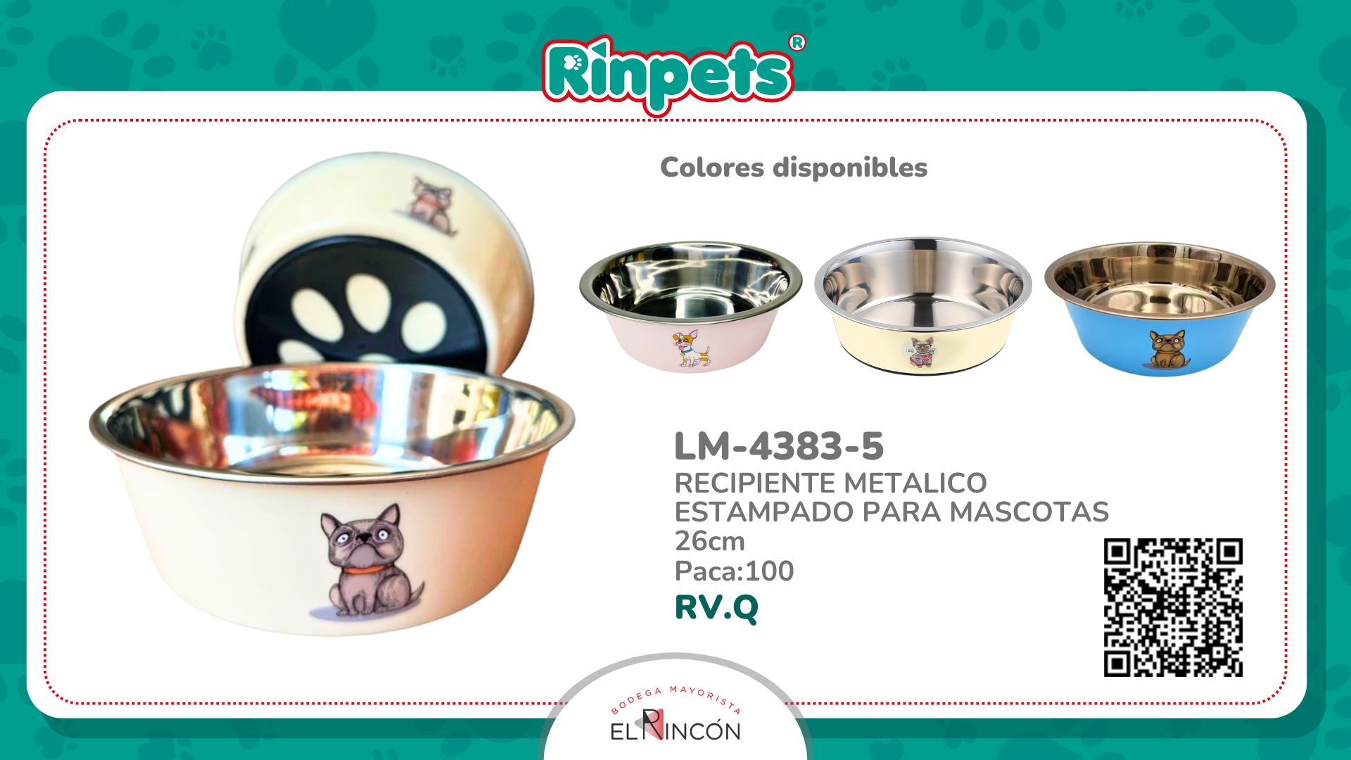 RECIPIENTE METALICO ESTAMPADO PARA MASCOTAS 26cm BMR-4383-5