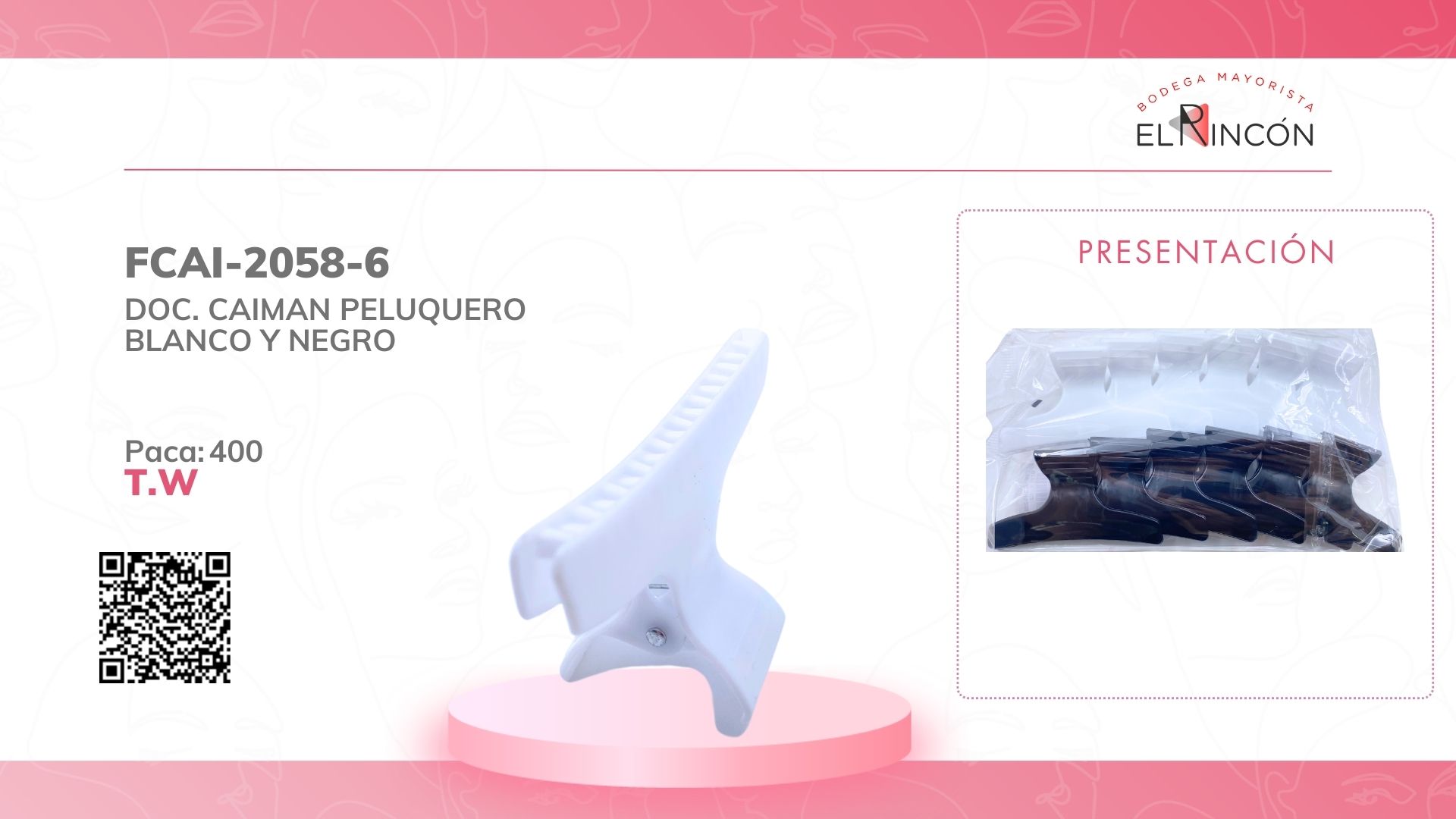 DOC. CAIMAN PELUQUERO BLANCO Y NEGRO BMR-2058-6