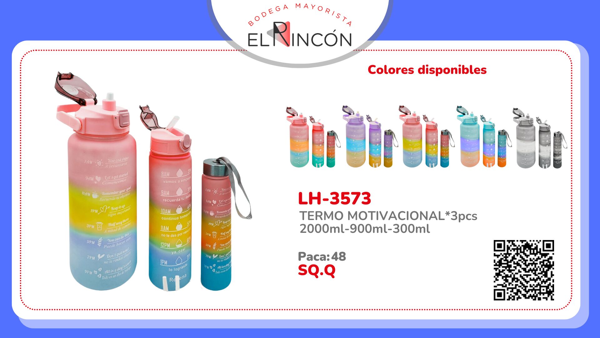 TERMO MOTIVACIONAL*3PCS 2000ML-900ML-300ML BMR-3573