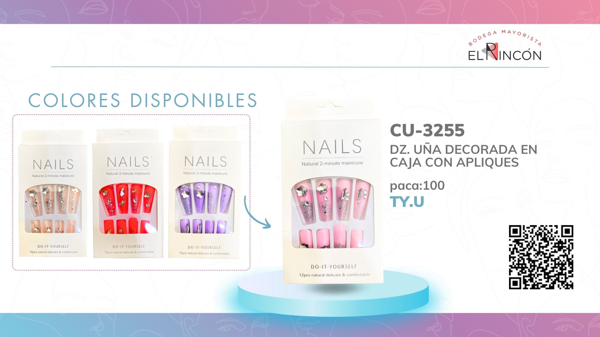 DZ. UÑA DECORADA EN CAJA CON APLIQUES BMR-3255