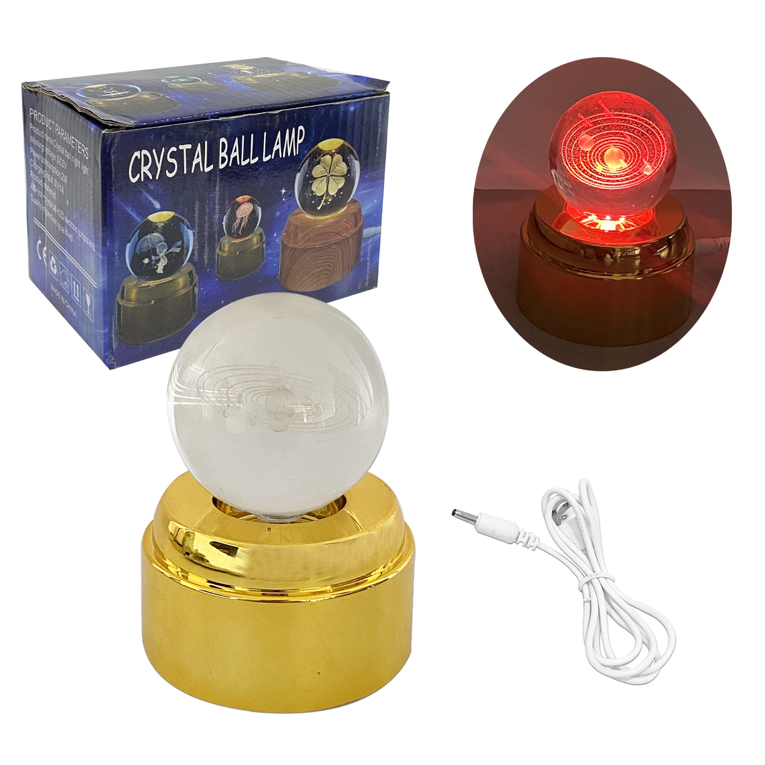 ESFERA DE CRISTAL CON LUZ 3D MULTICOLOR
