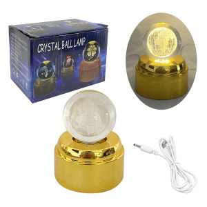 ESFERA DE CRISTAL GIRATORIA  3D CON LUZ CALIDA 6CM