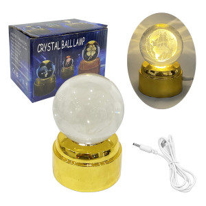 ESFERA DE CRISTAL CON LUZ 3D DORADA