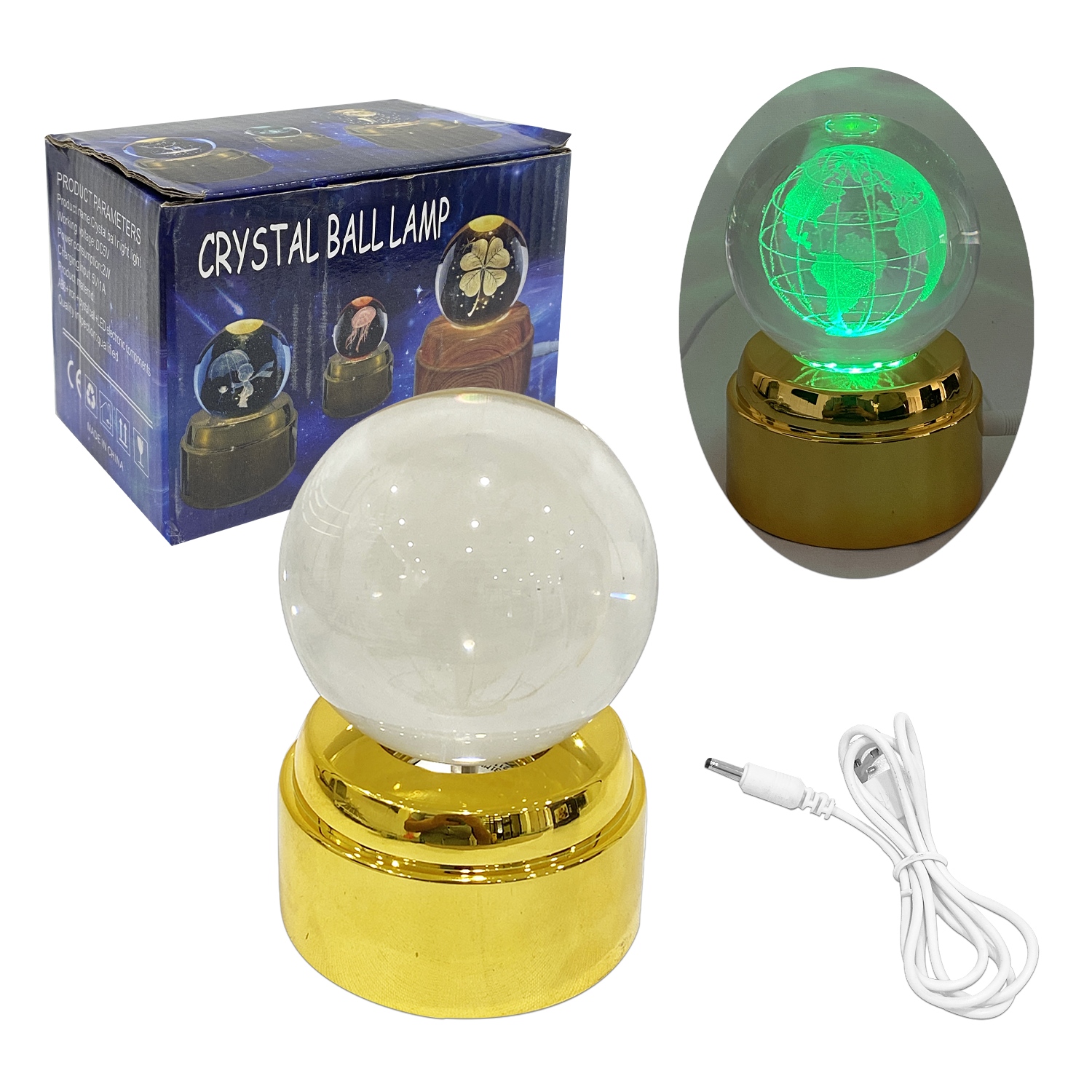ESFERA DE CRISTAL CON LUZ 3D MULTICOLOR