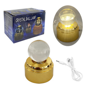 ESFERA DE CRISTAL 3D GIRATORIA CON LUZ Y SONIDO 6CM