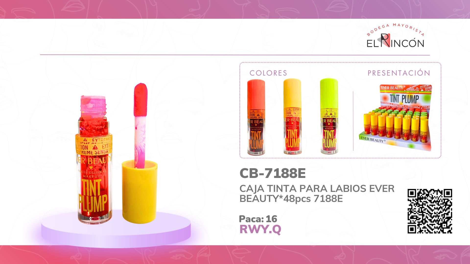 CAJA TINTA PARA LABIOS EVER BEAUTY*48pcs 7188E