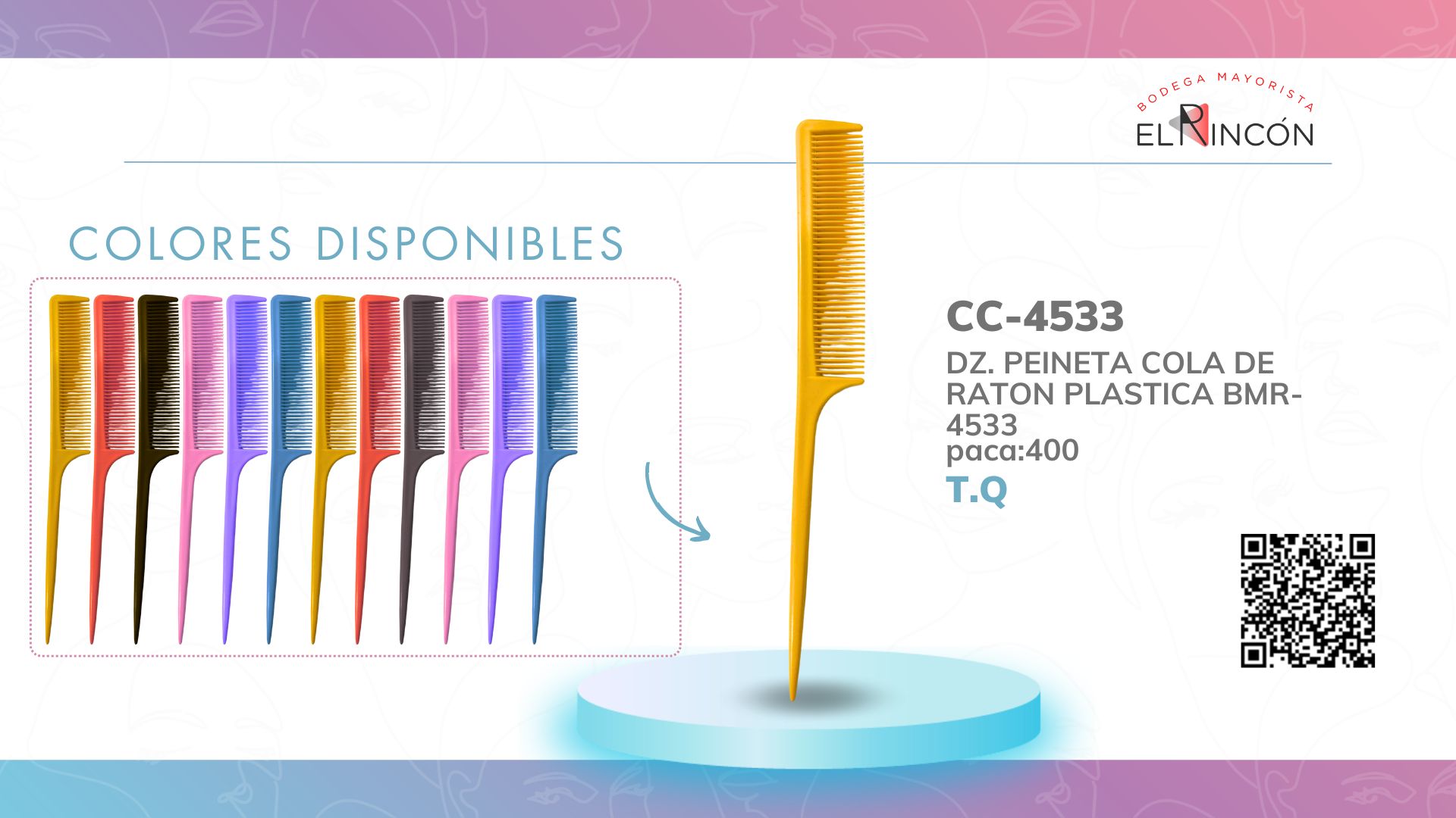 DZ. PEINETA COLA DE RATON PLASTICA BMR-4533