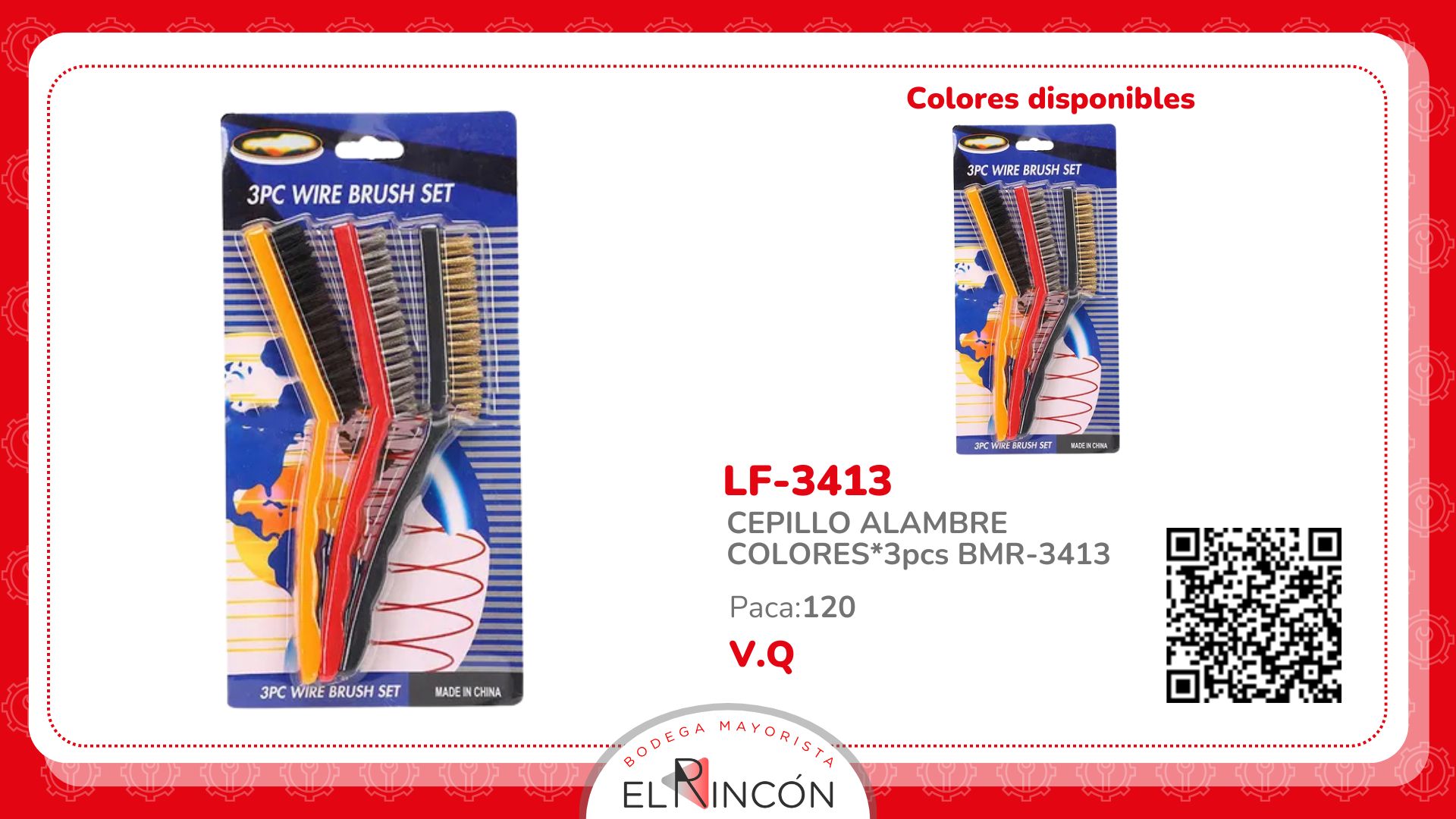 CEPILLO ALAMBRE COLORES*3pcs BMR-3413