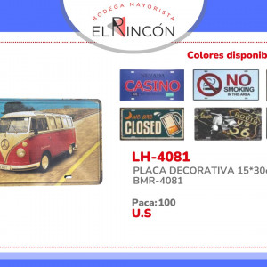 PLACA DECORATIVA 15*30cm BMR-4081