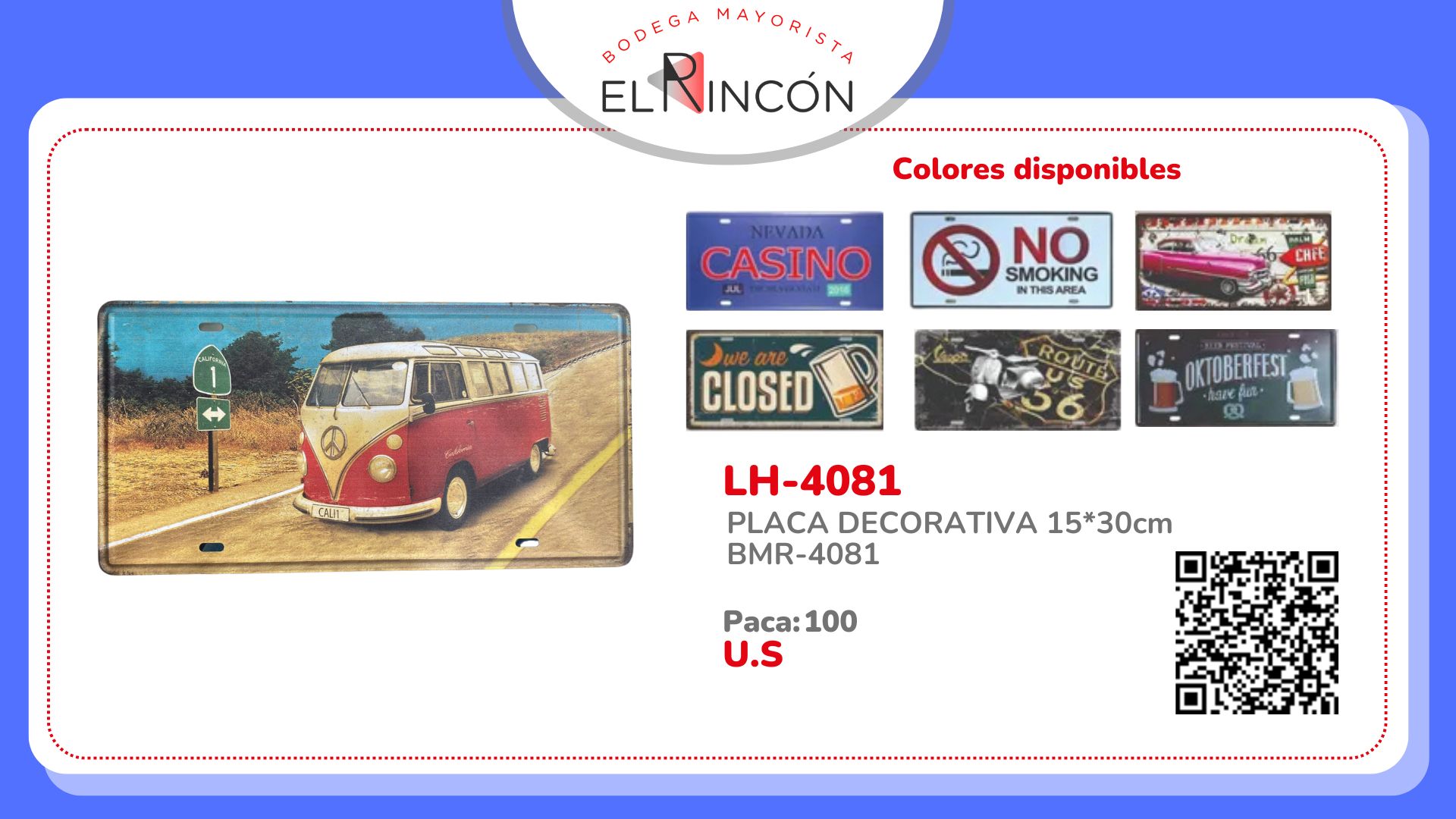 PLACA DECORATIVA 15*30cm BMR-4081