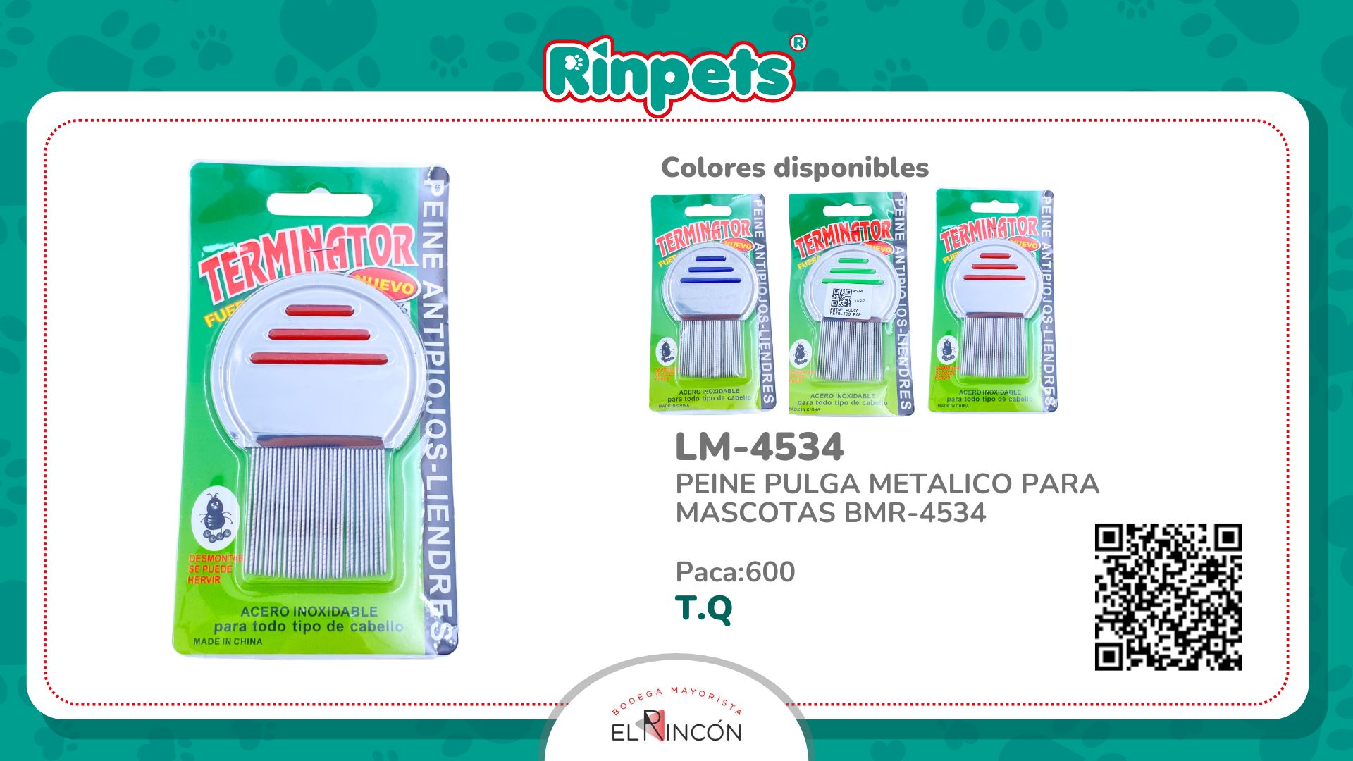 PEINE PULGA METALICO PARA MASCOTAS BMR-4534