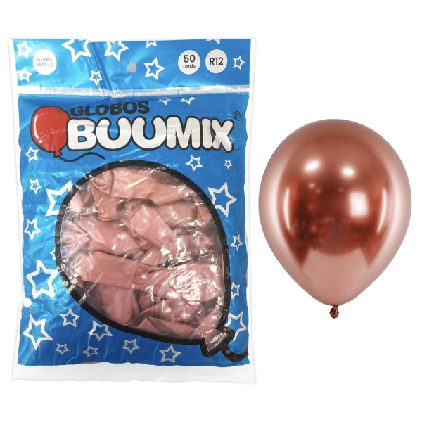 GLOBO DE LATEX ESPEJO PALO ROSA X50