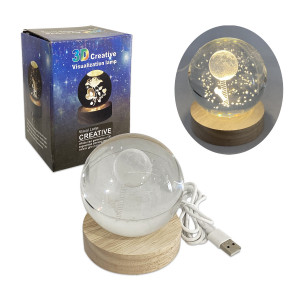 ESFERA DE CRISTA CON LUZ CALIDA 8CM