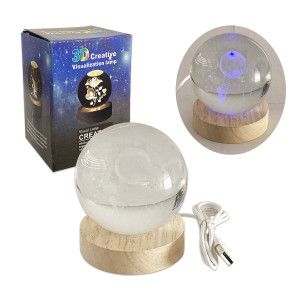 ESFERA DE CRISTAL CON LUZ MULTICOLOR 8CM