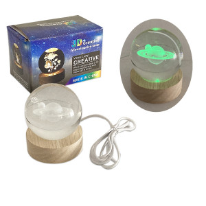 ESFERA DE CRISTAL CON LUZ MULTICOLOR 6CM