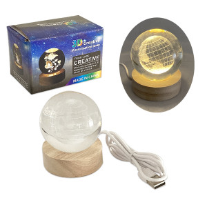 ESFERA DE CRISTAL CON LUZ CALIDA 6CM
