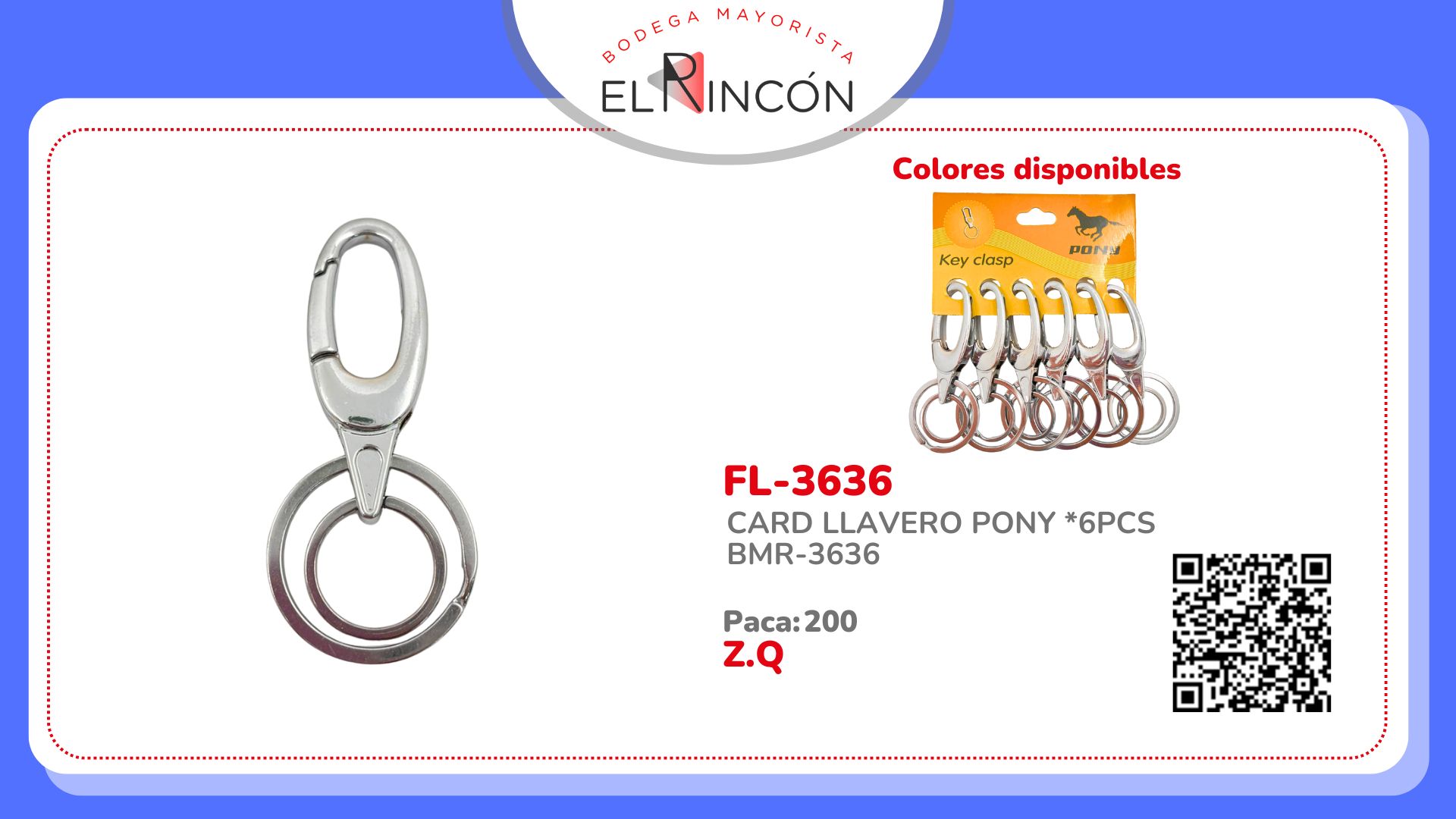 CARD LLAVERO PONY *6PCS BMR-3636