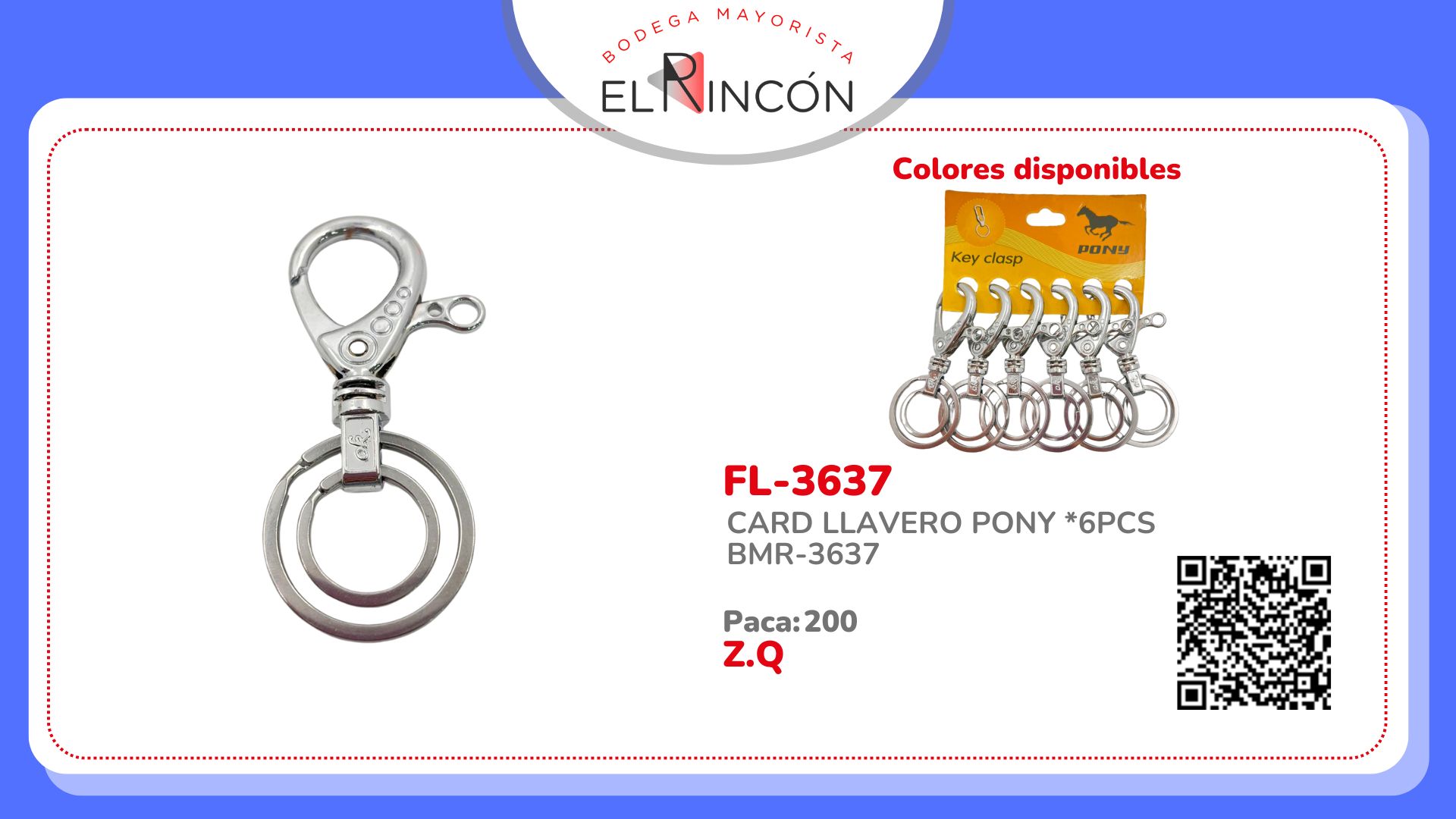 CARD LLAVERO PONY *6PCS BMR-3637