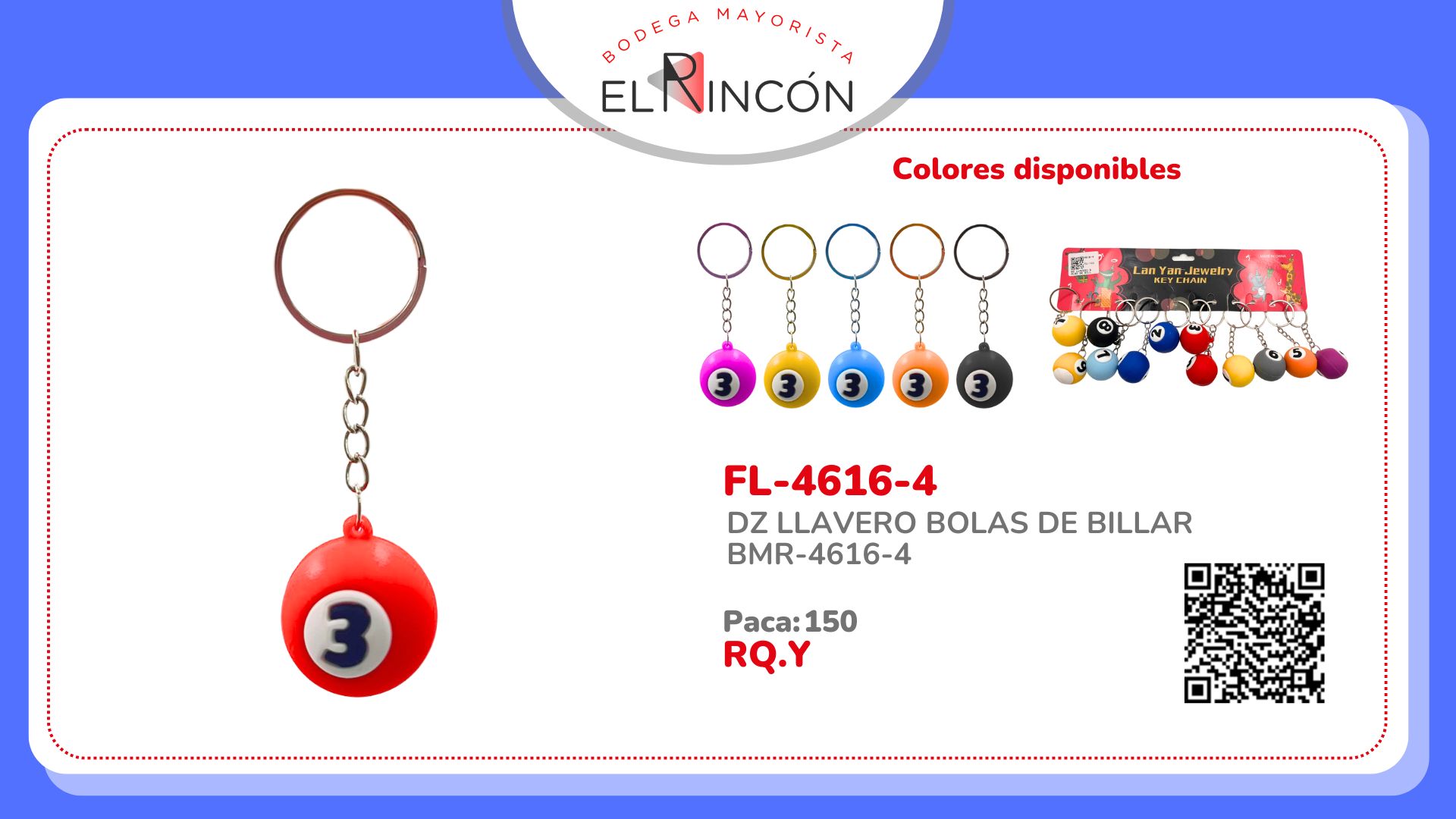 DZ LLAVERO BOLAS DE BILLAR BMR-4616-4