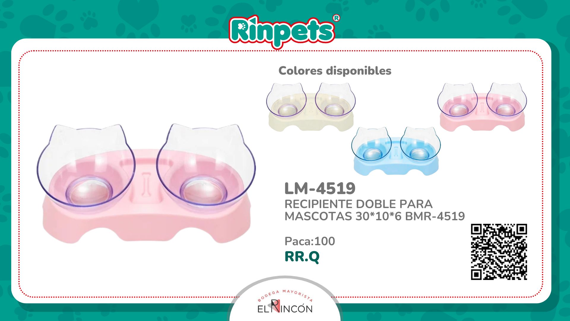 RECIPIENTE DOBLE PARA MASCOTAS 30*10*6 BMR-4519