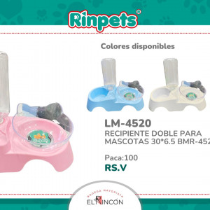 RECIPIENTE DOBLE PARA MASCOTAS 30*6.5 BMR-4520