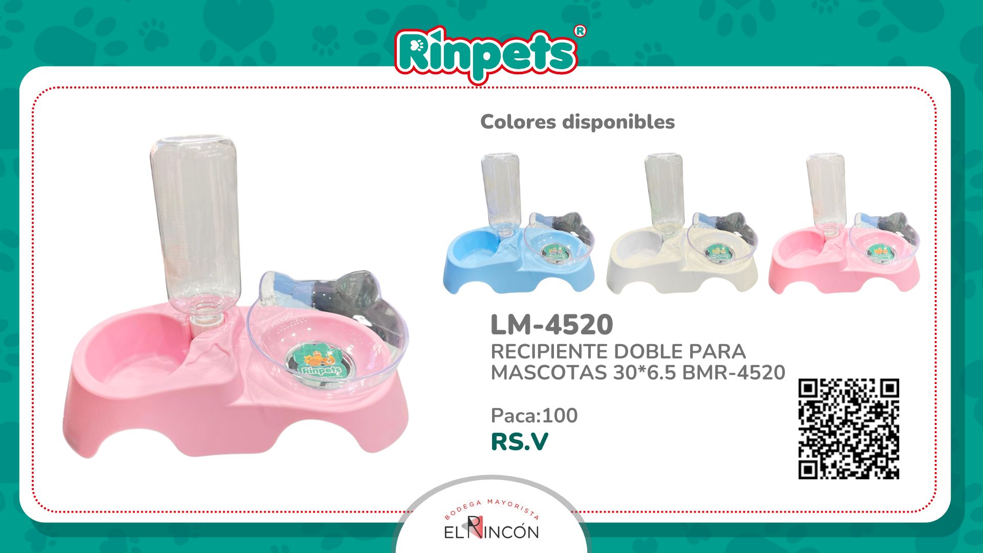 RECIPIENTE DOBLE PARA MASCOTAS 30*6.5 BMR-4520