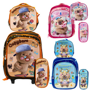 BOLSO DE RUEDAS CAPIBARA CON LONCHERA Y CARTUCHERA