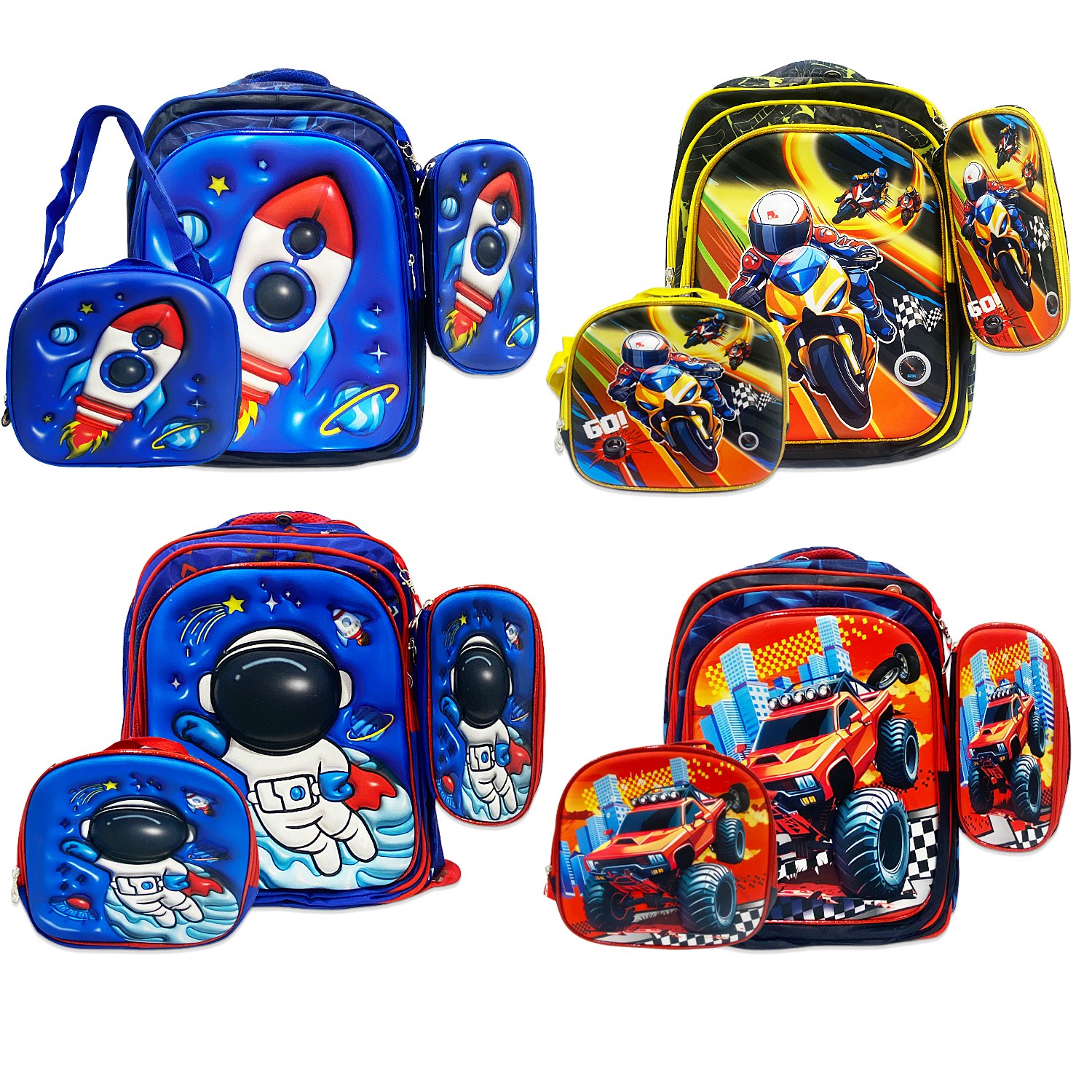 BOLSO INFANTIL NIÑO CON LONCHERA Y CARTUCHERA