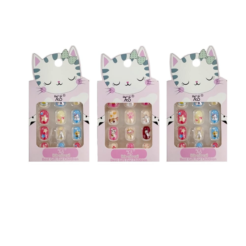 SET UÑA POSTIZA INFANTIL DECORADA DK-3426