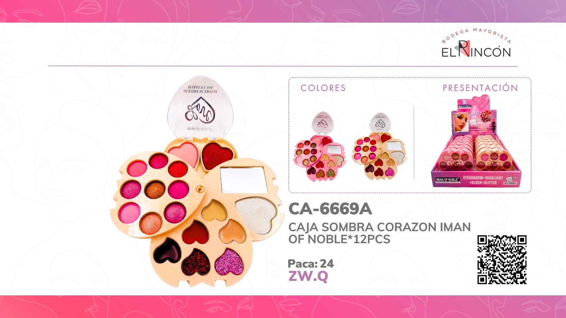 CAJA SOMBRA CORAZON IMAN OF NOBLE*12PCS 6669A