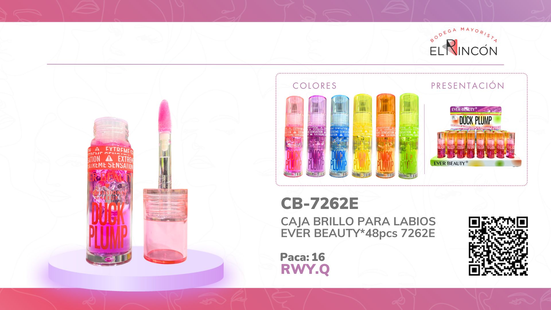 CAJA BRILLO PARA LABIOS EVER BEAUTY*48pcs 7262E