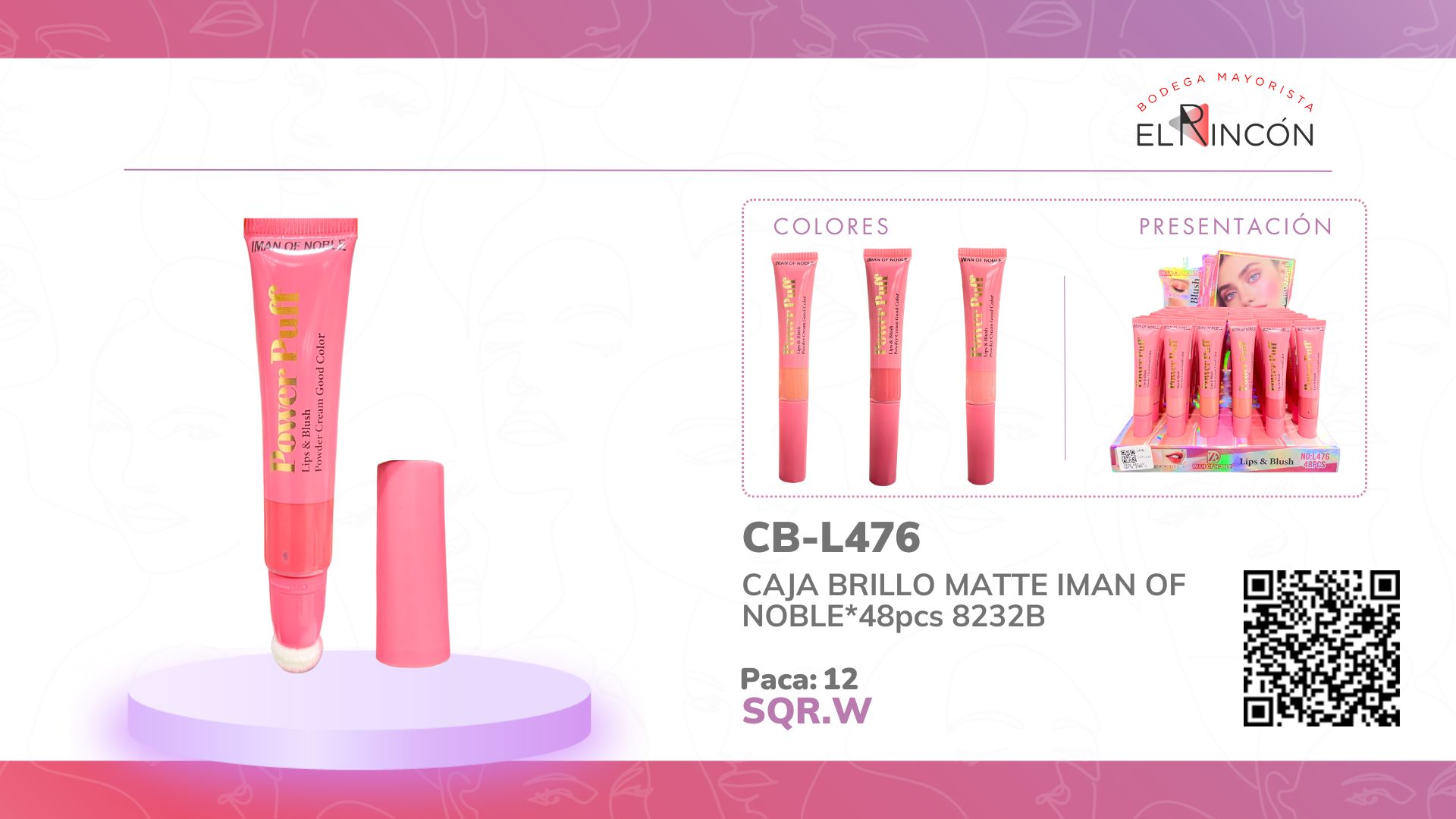 CAJA BRILLO Y RUBOR MATTE IMAN OF NOBLE*48PCS L476